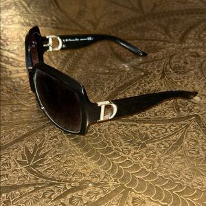 Authentic Christian Dior Black Sunglasses with rhinestone D accents